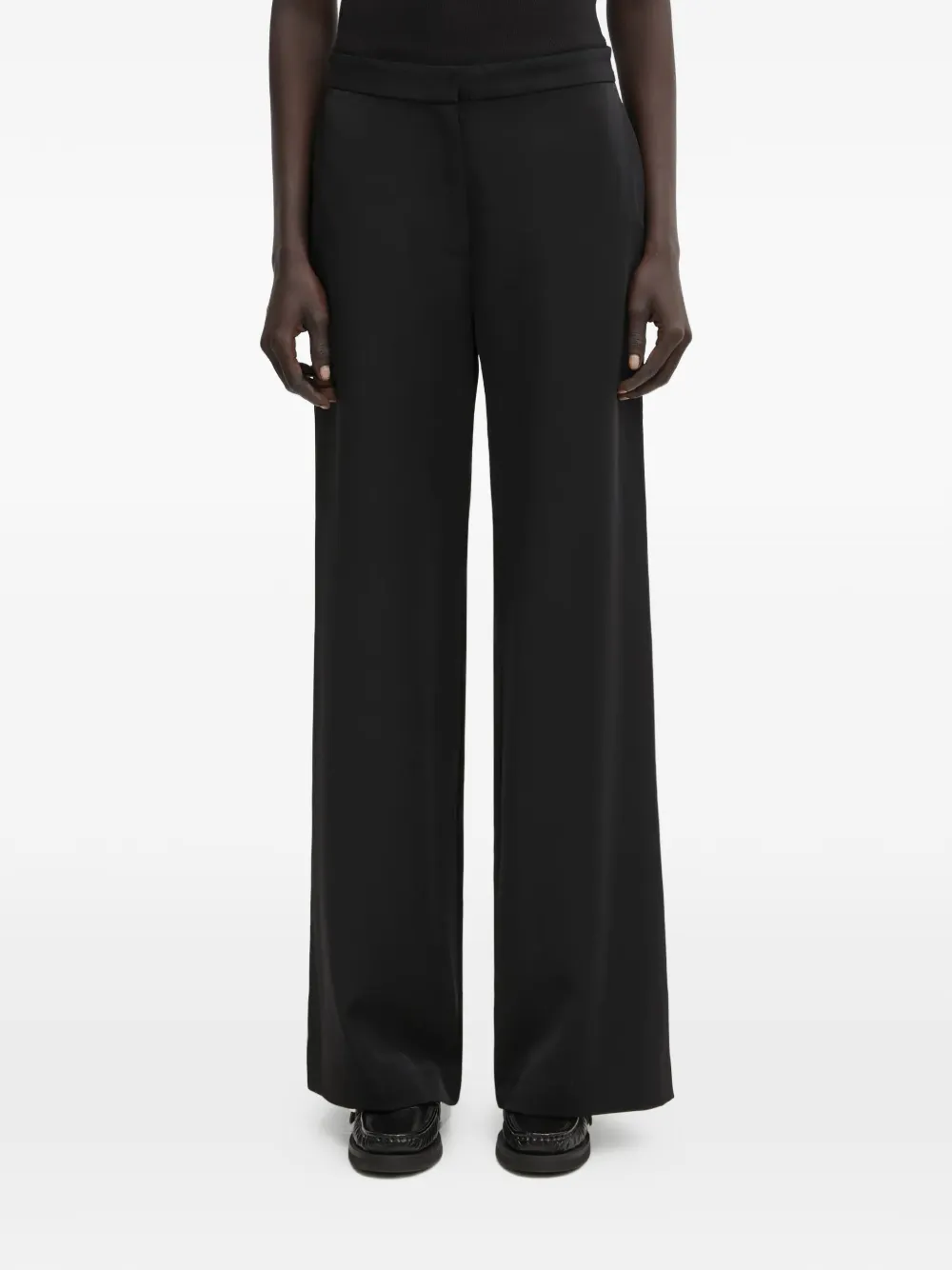 Samsoe & Samsoe Rear Welt Pockets Wide-leg Trousers In Black