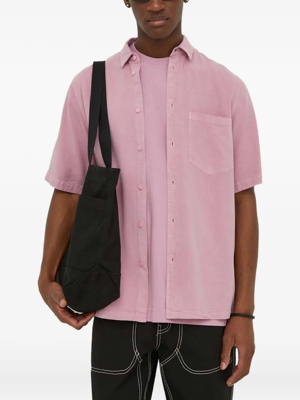 SAMSOE SAMSOE chest-pocket short-sleeve shirt | Pink | Image 1