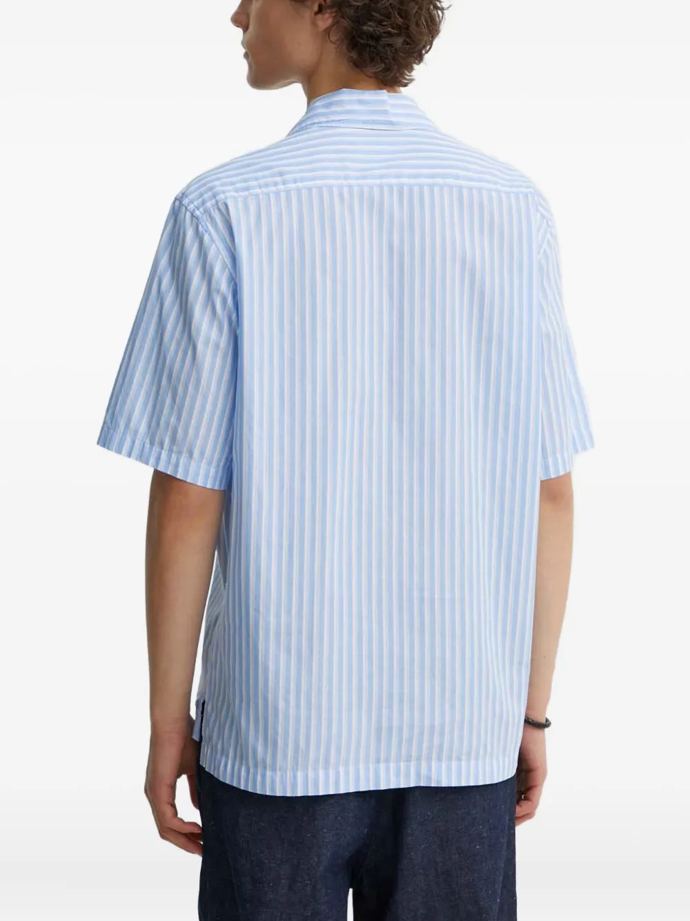 Samsoe & Samsoe Chest-pocket Striped-pattern Shirt In Blue