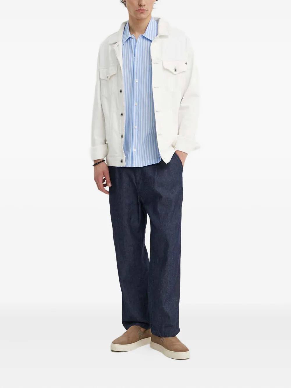 SAMSOE SAMSOE Gestreept overhemd met borstzak - Blauw