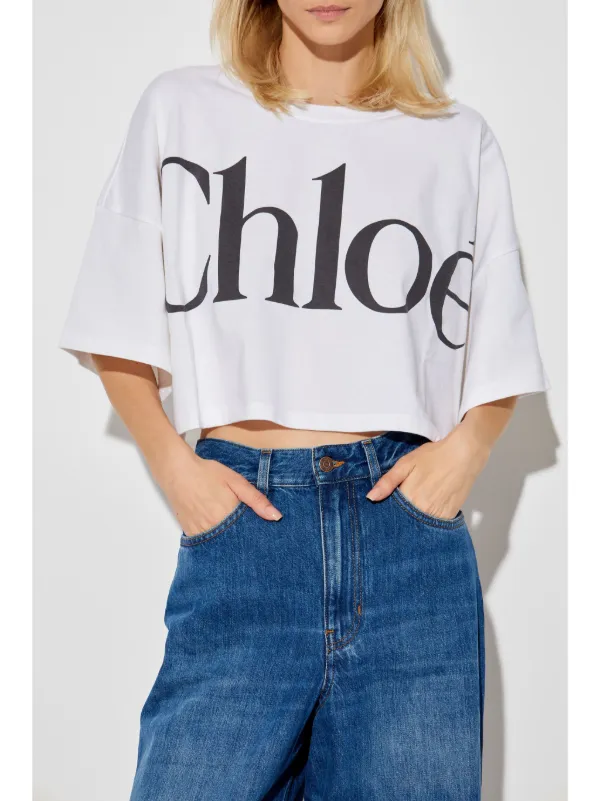 【関税&送料込】Chloe Top White Chloé logo-print Crop Top | White | FARFETCH