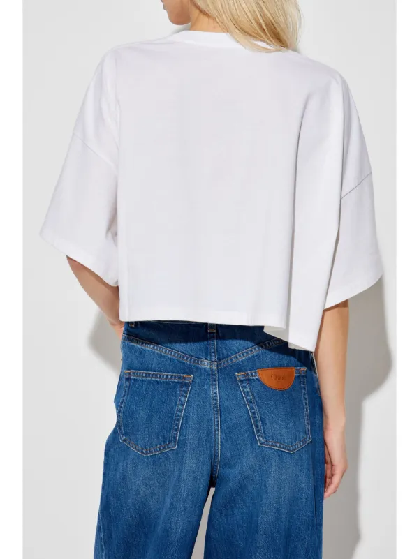 Chloé logo-print Crop Top | White | FARFETCH