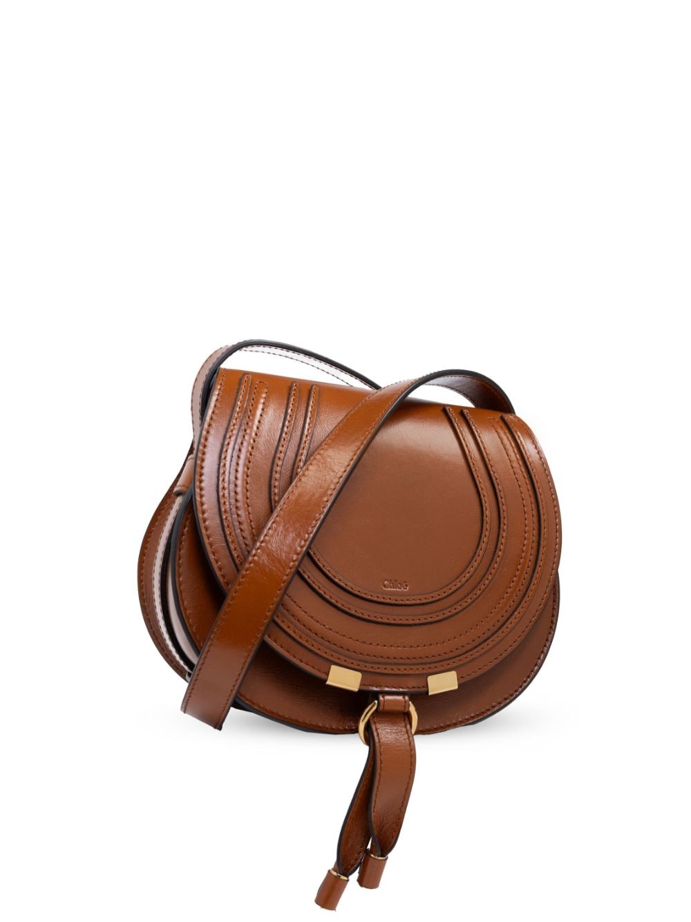 Shop Chloé Small Marcie Leather Saddle Bag In Brown