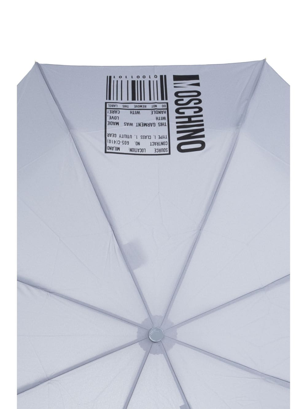 Shop Moschino Logo-barcode-print Compact Umbrella In Grey