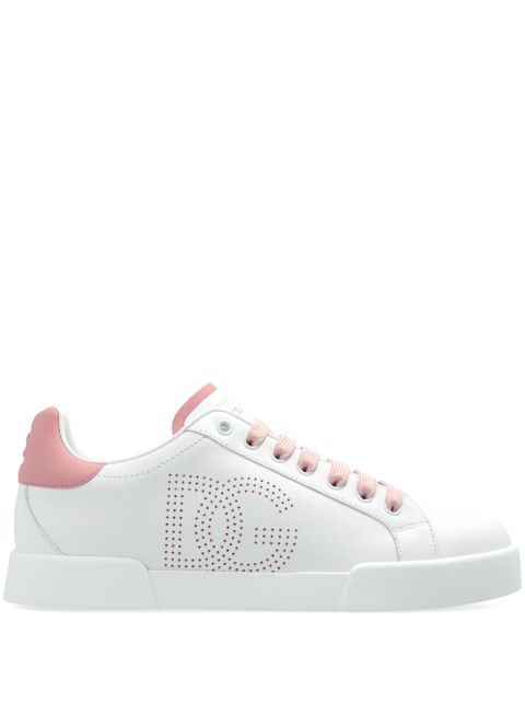 Dolce & Gabbana Portofino perforated-logo leather sneakers Women