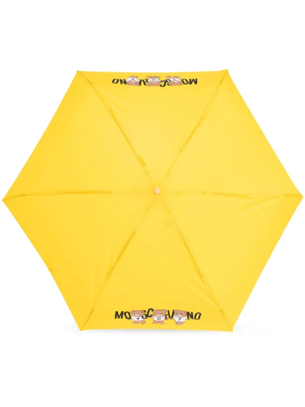 Moschino Teddy bear-logo Print Compact Umbrella Yellow