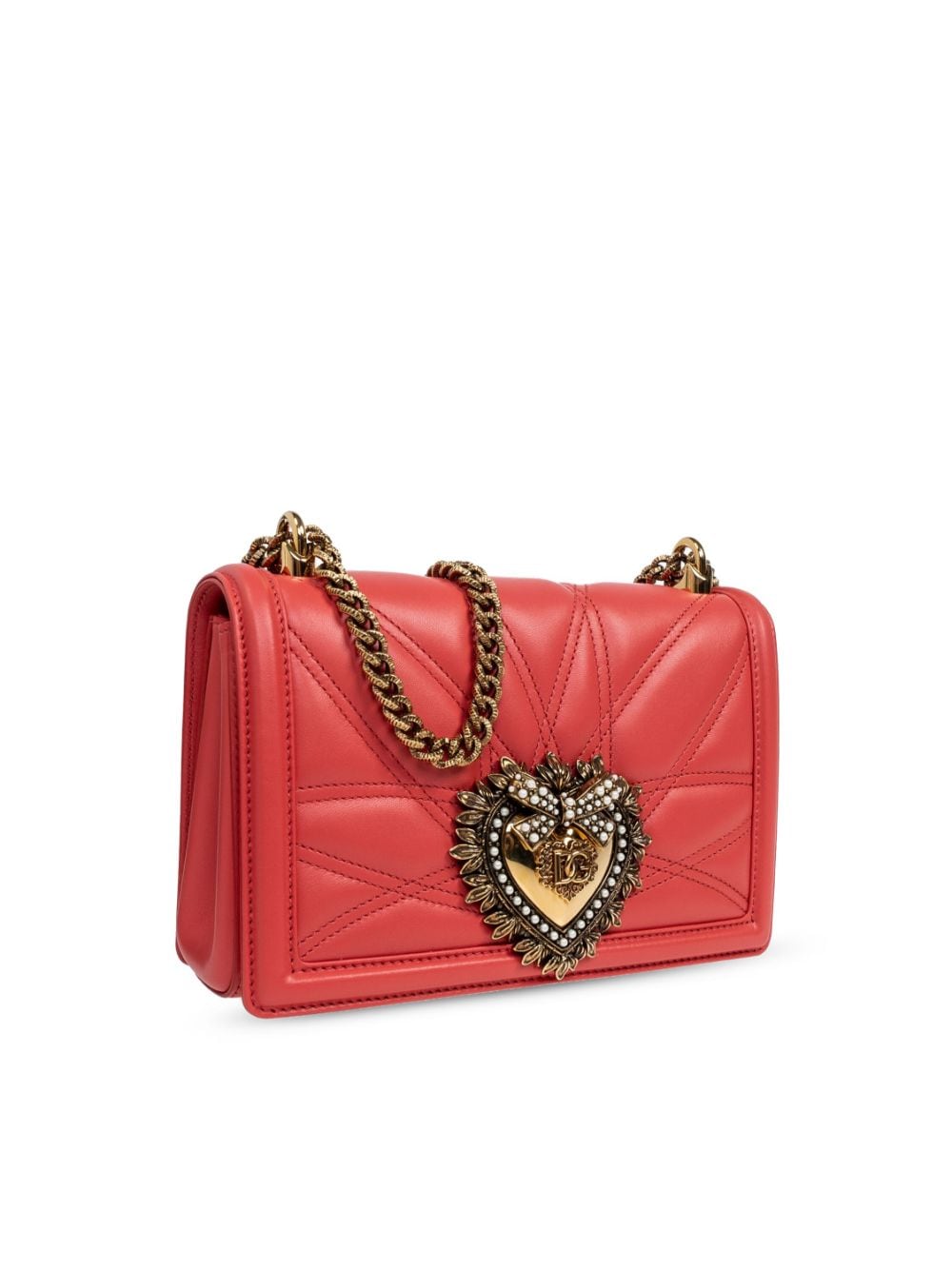 Shop Dolce & Gabbana Medium Devotion Leather Shoulder Bag In Red