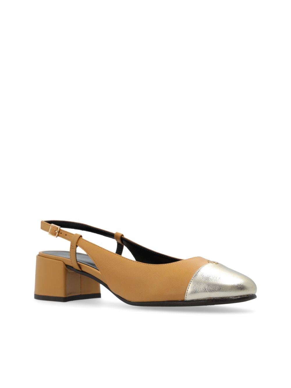 Shop Tory Burch 45mm Slingback Leather Pumps In Neutrals