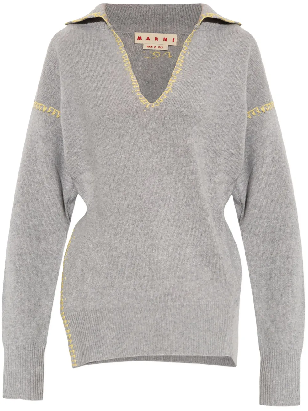 Marni Asymmetrische trui met V-hals Grijs