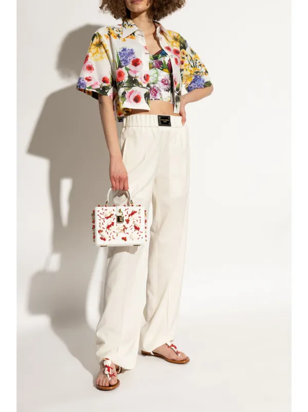 Dolce & Gabbana coral-embroidered Leather Sandals | White  display picture 3