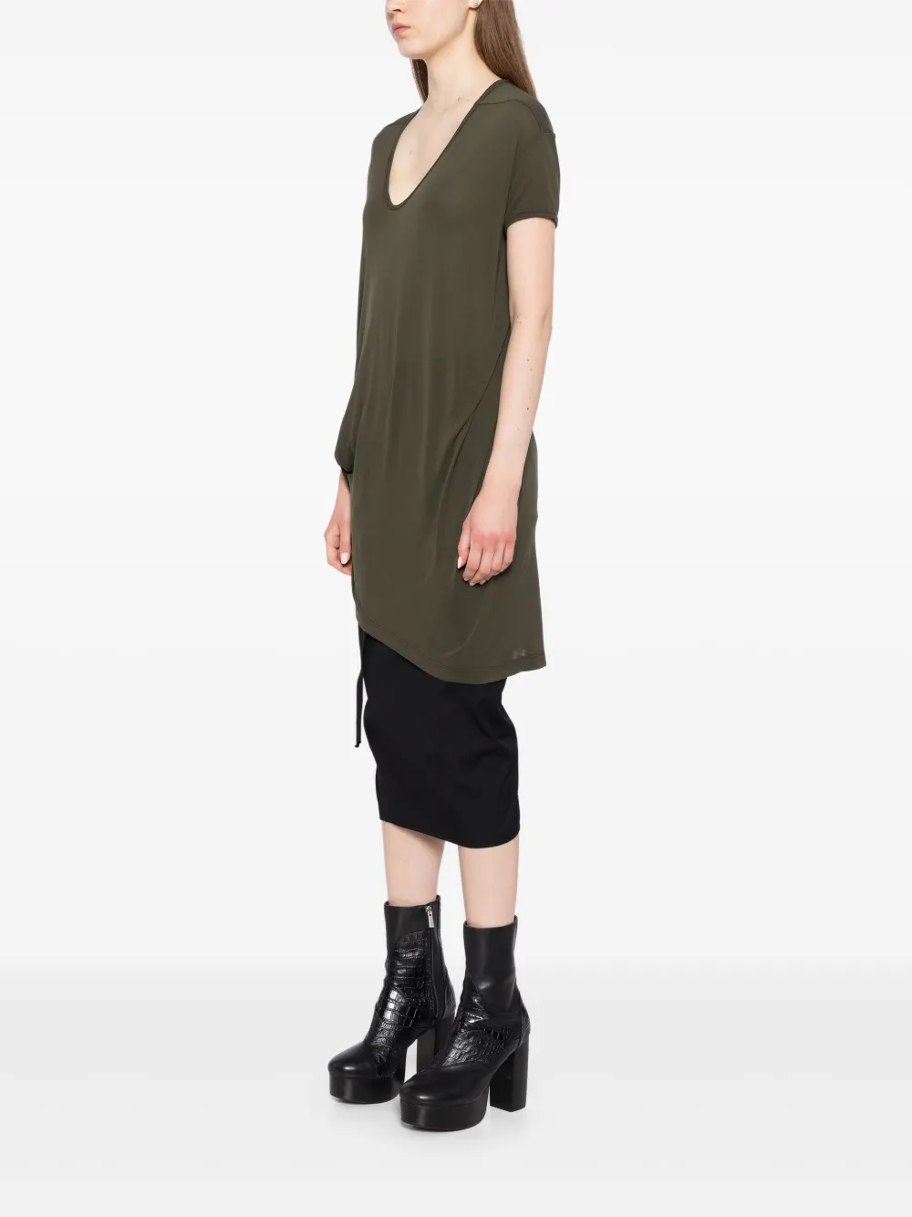 Rick Owens Gathered T-shirt In Green