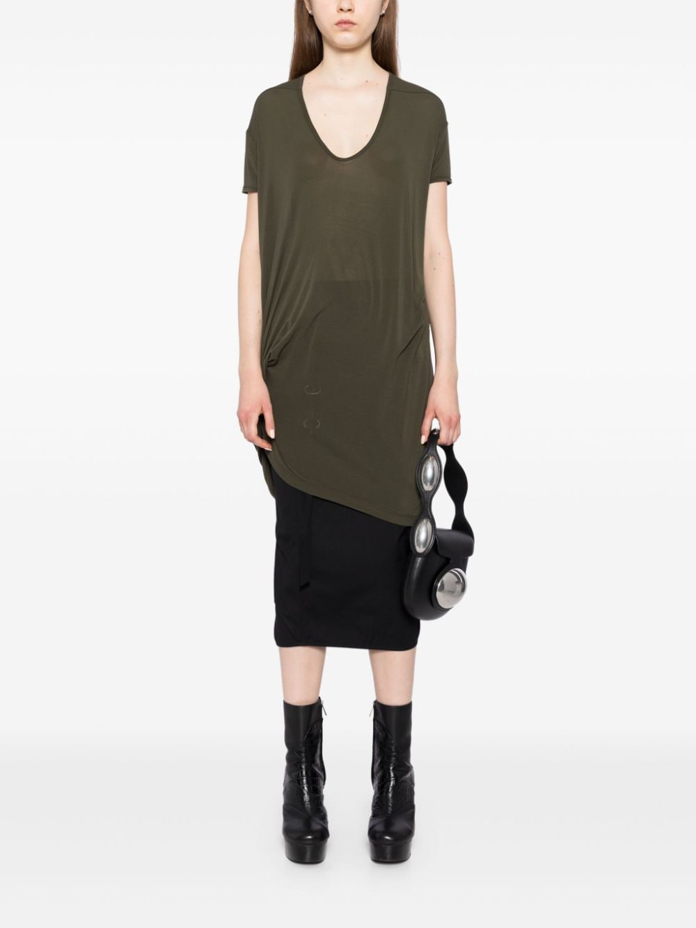 Rick Owens Gesmockt T-shirt - Groen