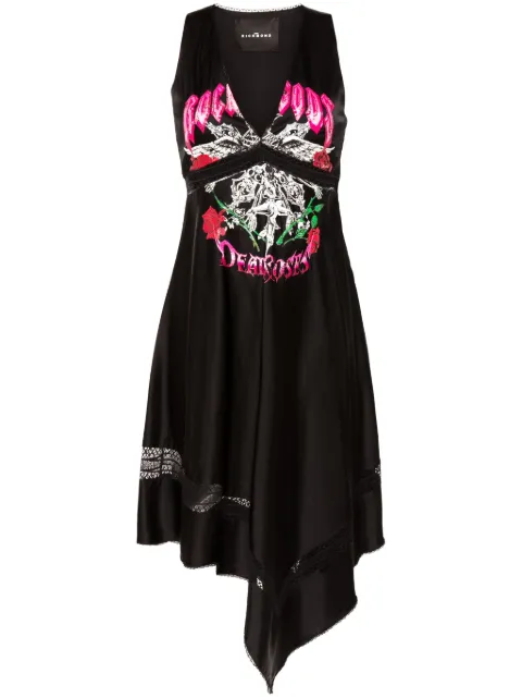 John Richmond asymmetric graphic-print midi dress
