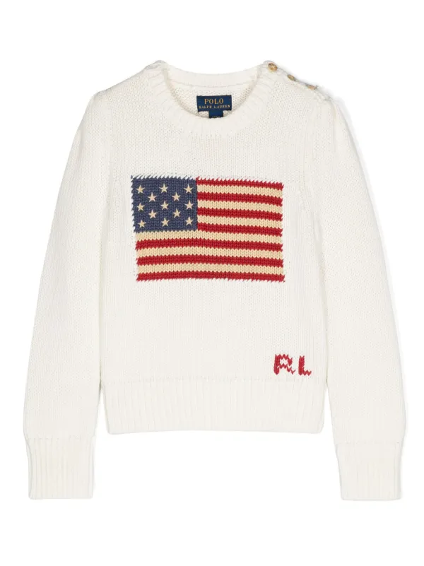 POLO RALPH LAUREN KIDS American flag Cotton Jumper White FARFETCH TR