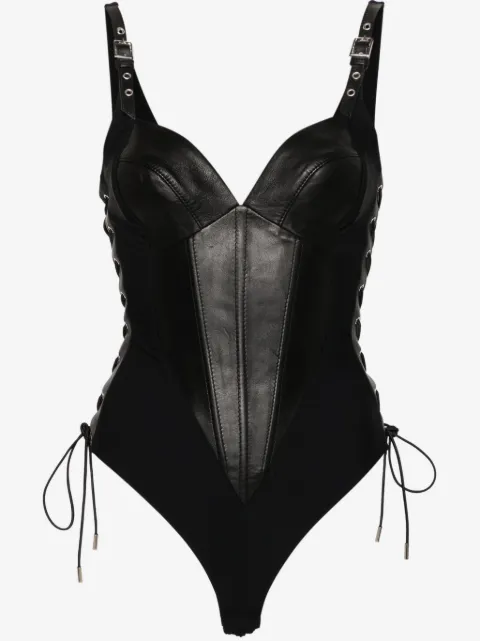 MITILIANE COUTURE leather-trim bodysuit