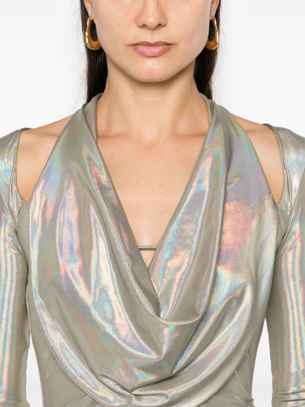 Shop Mitiliane Couture Holographic-effect Midi Dress In Grau