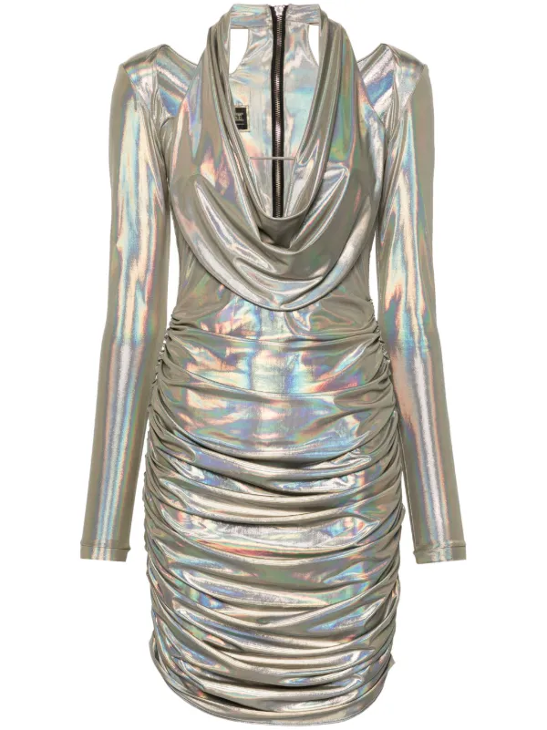MITILIANE COUTURE holographic-effect Midi Dress | Grey | FARFETCH OM