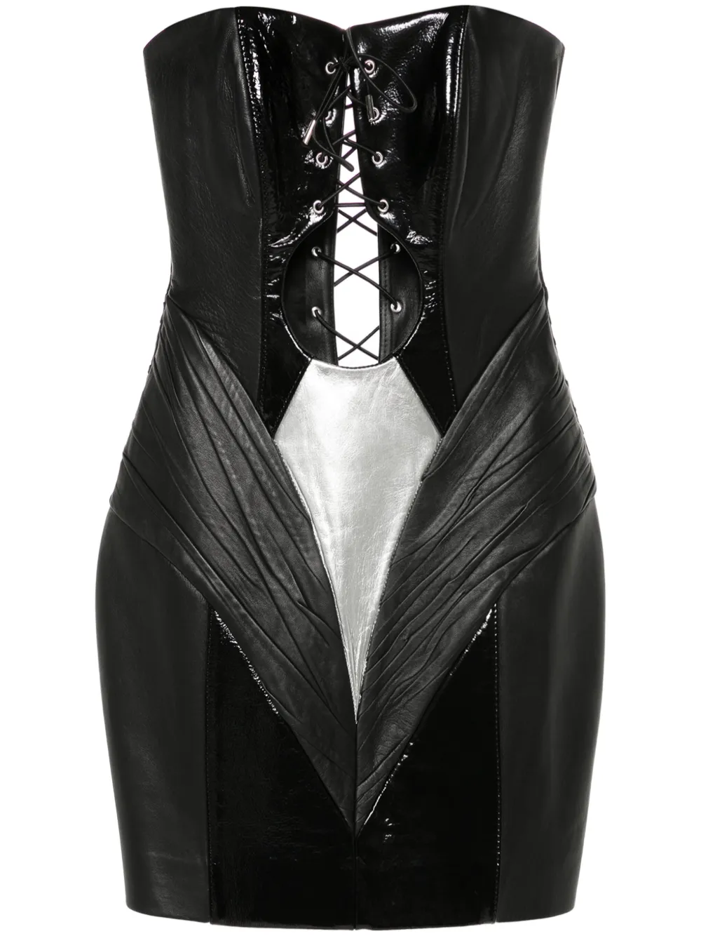 leather lace-up mini dress