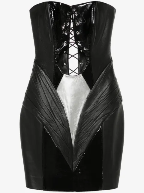 MITILIANE COUTURE Kurzes Lederkleid mit Schnürung