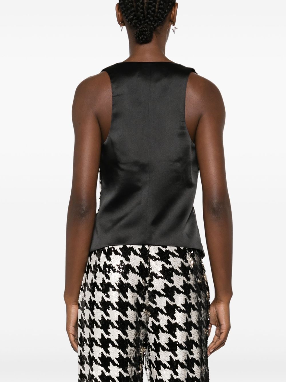 Shop Mitiliane Couture Houndstooth-patterned Sequinned Vest In Black