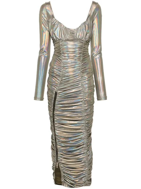 dark grey dresser with gold hardware Holographic Short Sleeveless Dress by Jessica Angel 913 7XL / Gold main image 1