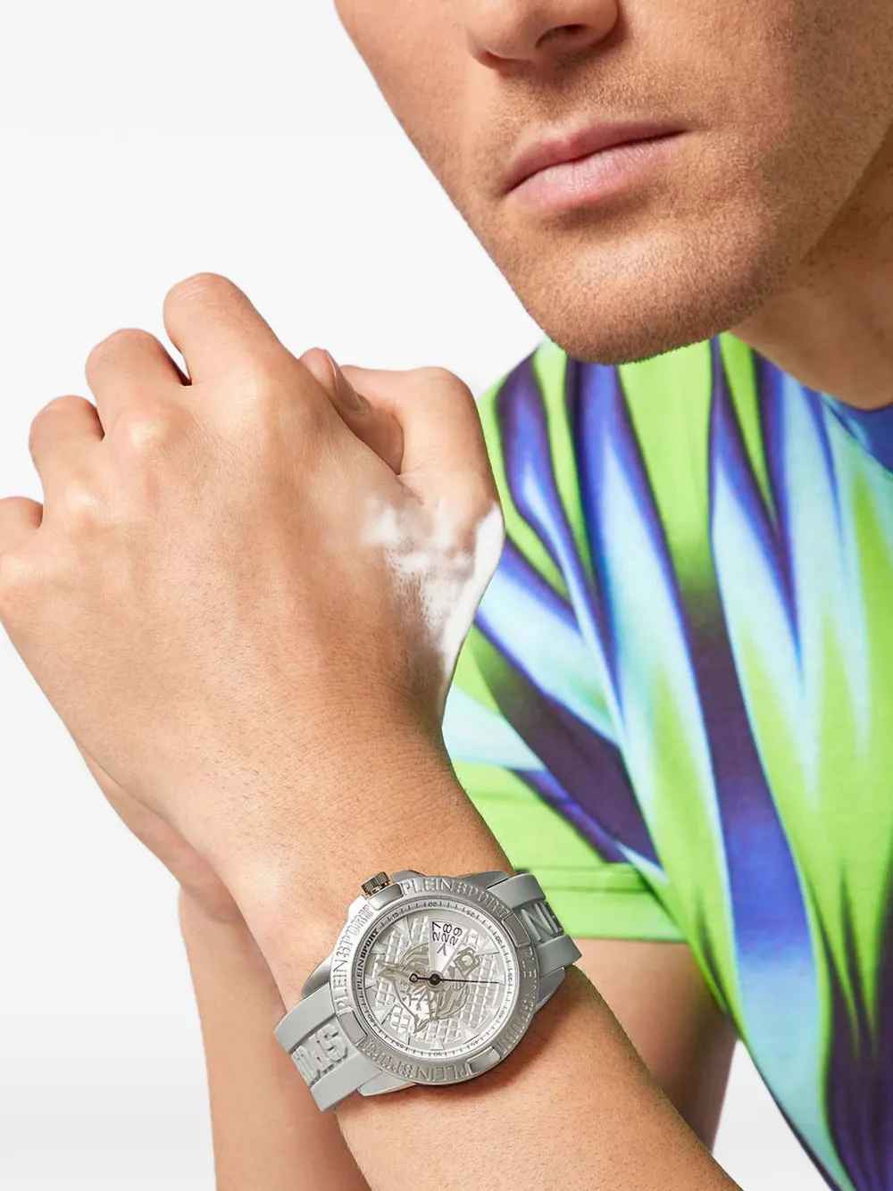 Plein Sport tiger-motif 44mm watch - Wit