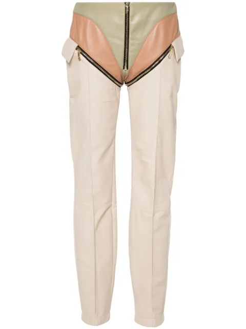 MITILIANE COUTURE leather-panelled zipped trousers