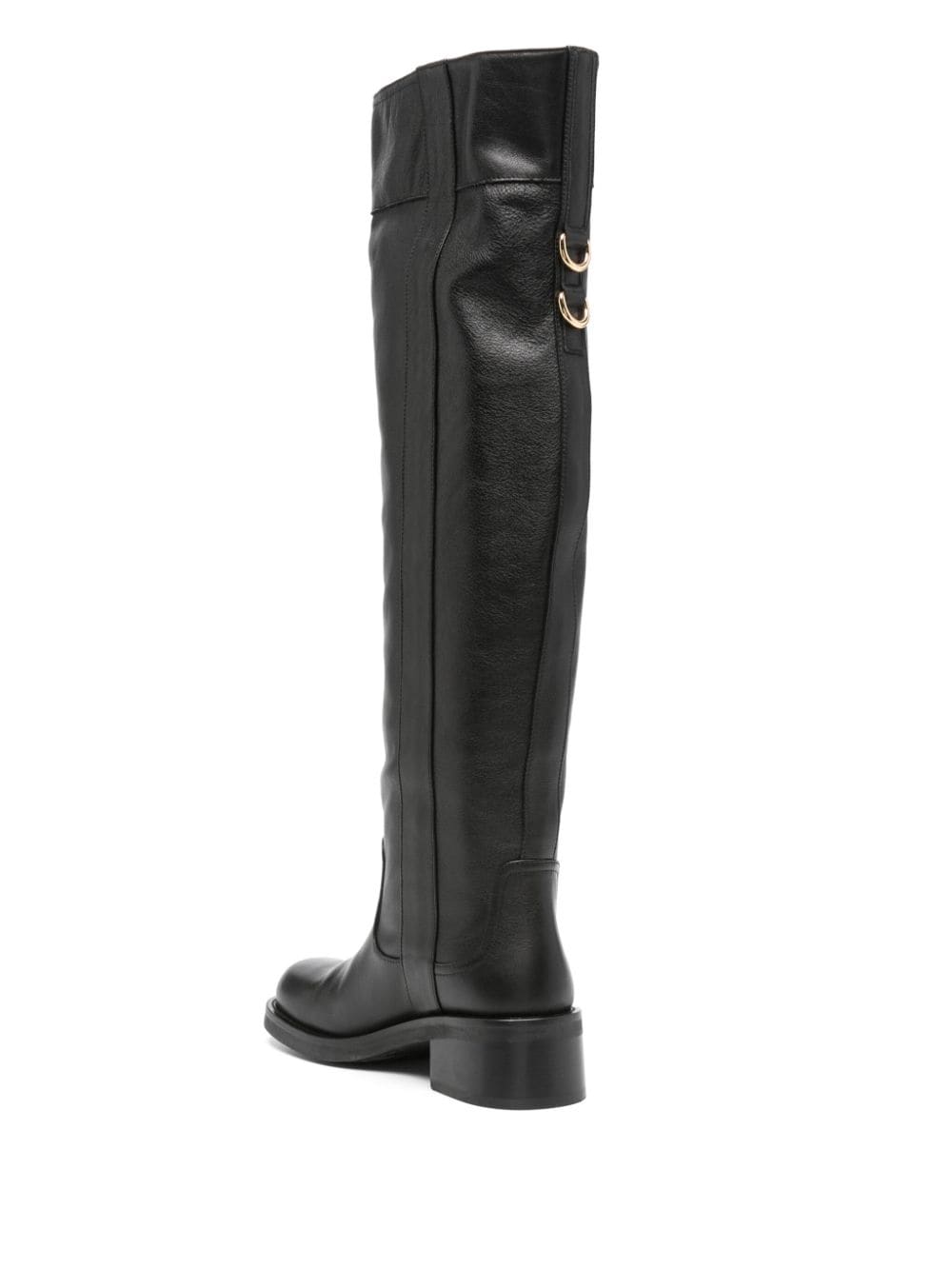 Shop Moschino 50mm Stud-embellished Knee Boots In Black