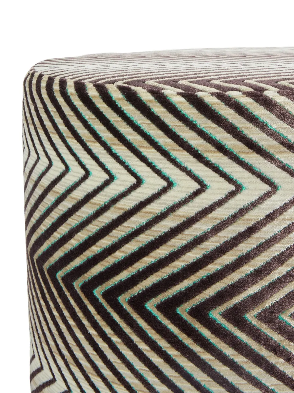 Missoni Chevron-pattern Velvet Footstool (40cm X 30cm) In Purple