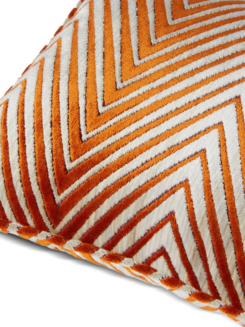 Missoni Chevron Velvet Cushion (30cm X 60cm) In Orange
