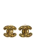 CHANEL Pre-Owned 1990-2000s CC quilted clip-on earrings - Gold