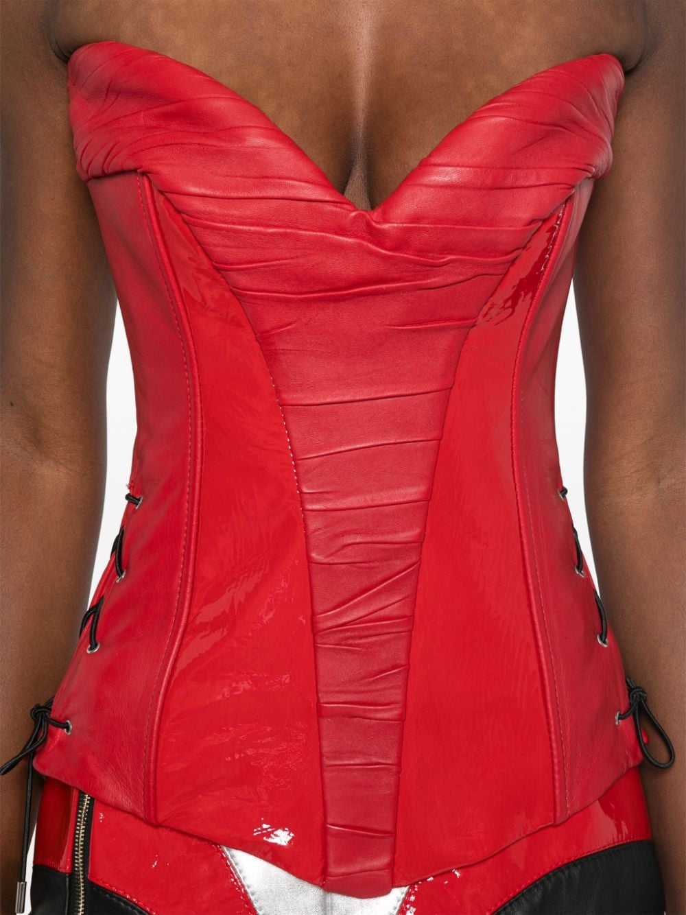 Shop Mitiliane Couture Leather Patent-inserts Corset In Rot