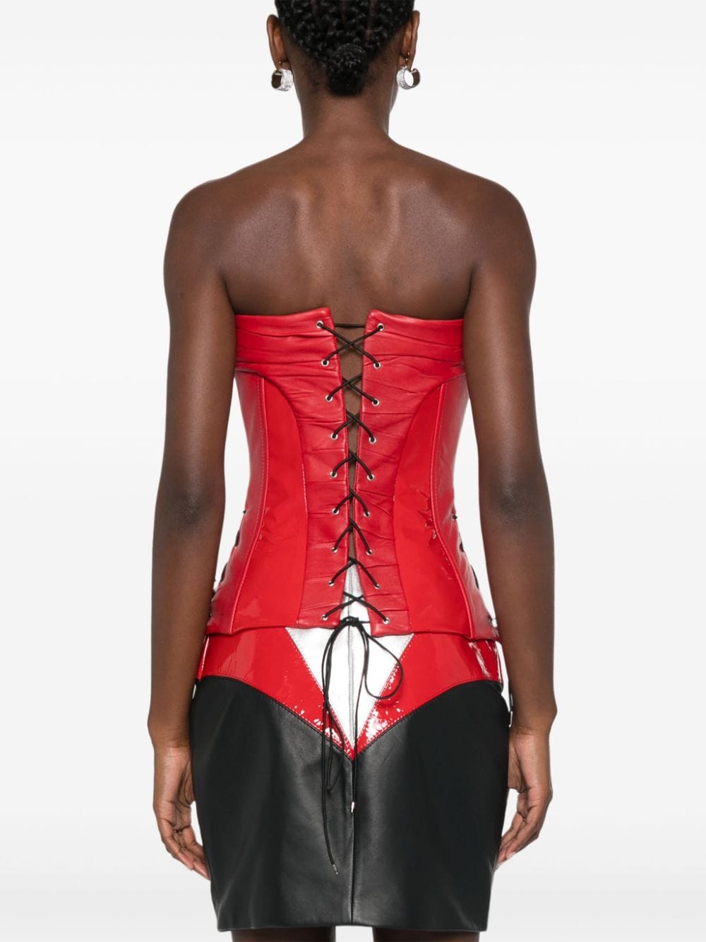 Shop Mitiliane Couture Leather Patent-inserts Corset In Rot