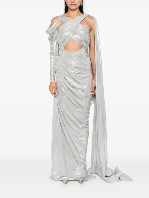 silver metallic maxi dress Janette Silver Metallic Maxi Dress