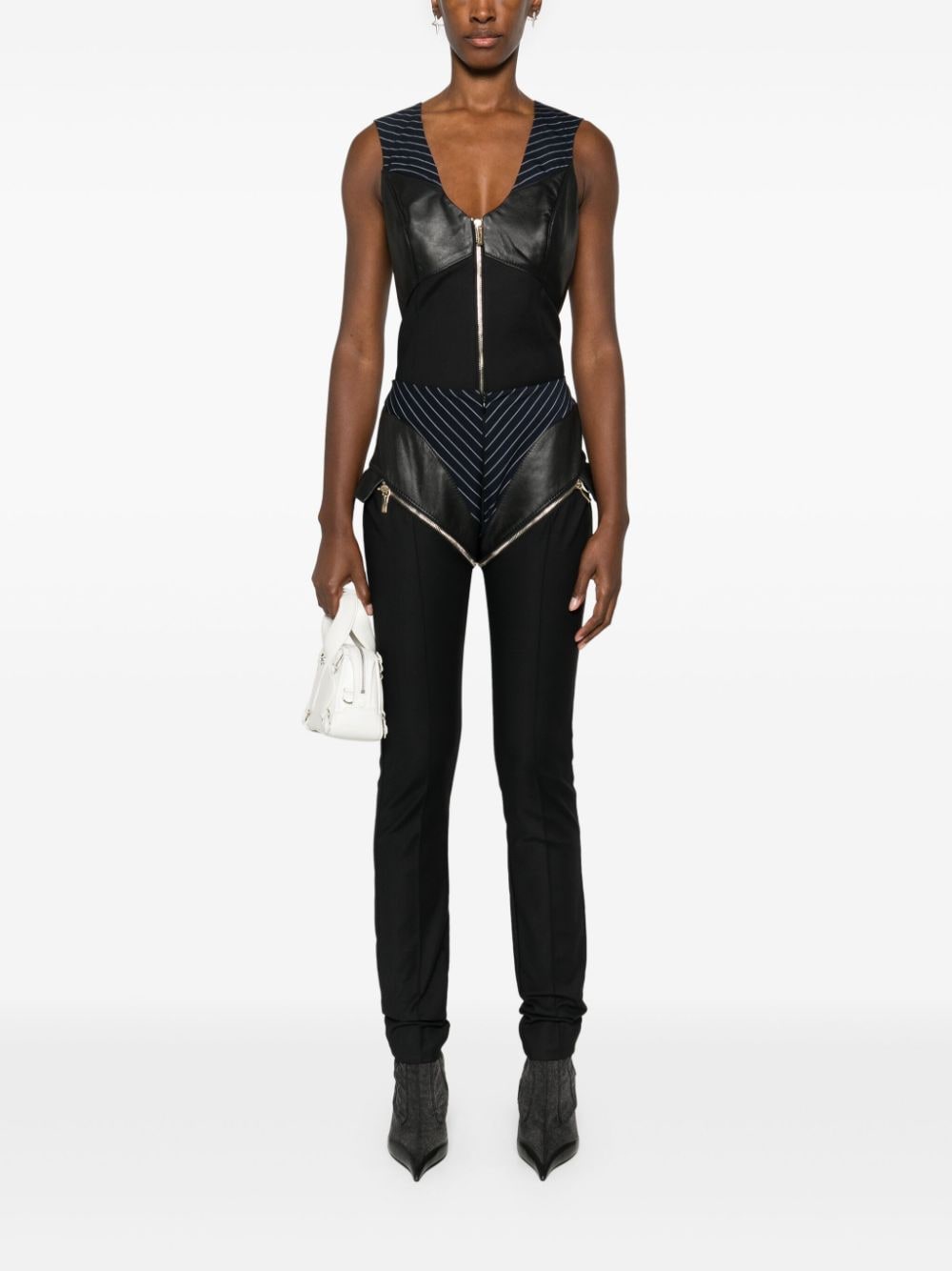 Shop Mitiliane Couture Panelled Zipped Vest In Black