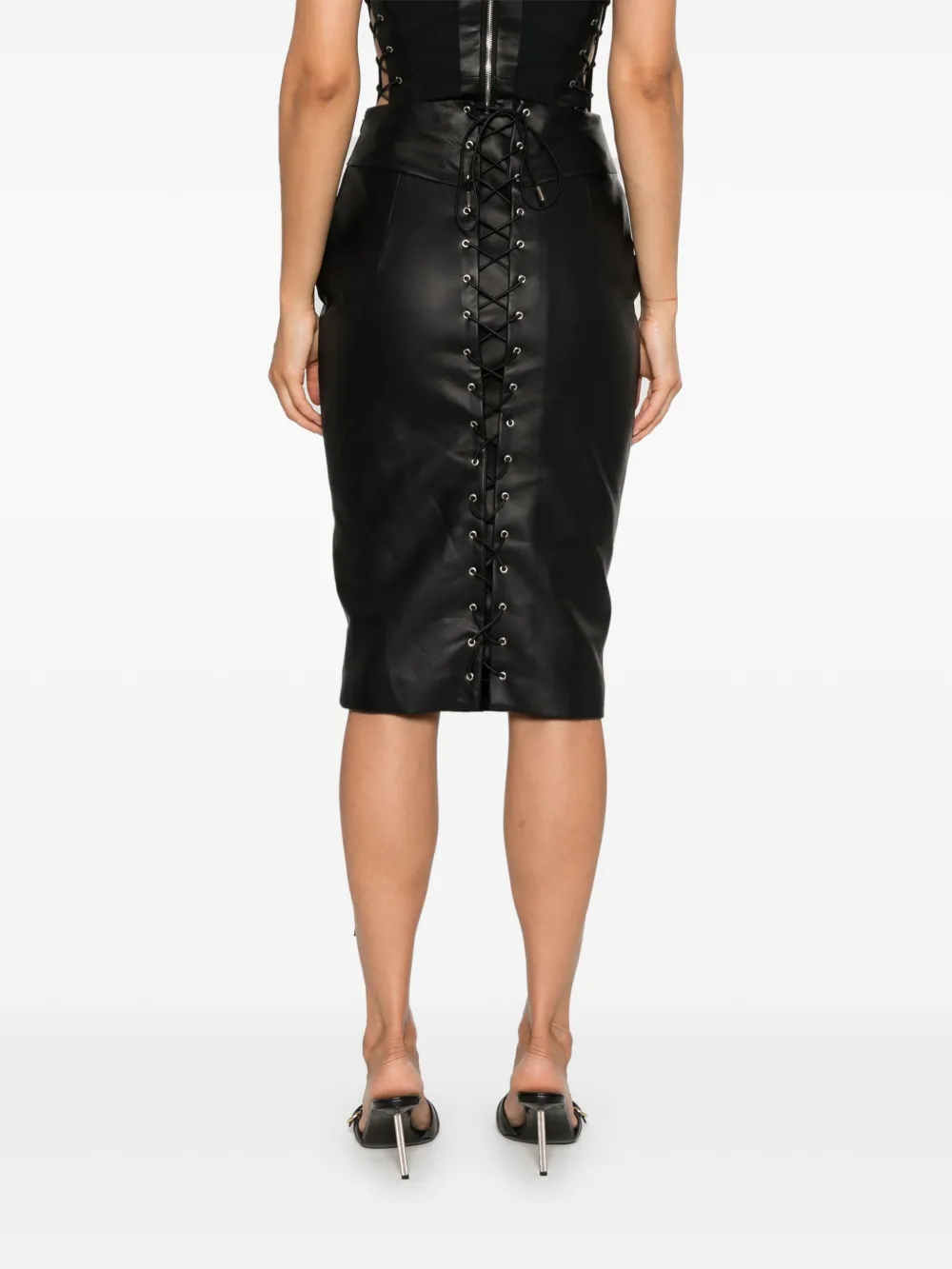 MITILIANE COUTURE Midi-rok met krokodillen-reliëf Zwart