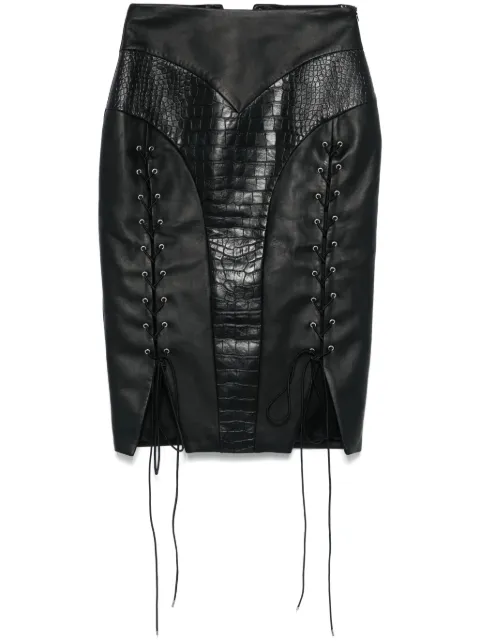 MITILIANE COUTURE falda midi con ribete de piel de cocodrilo