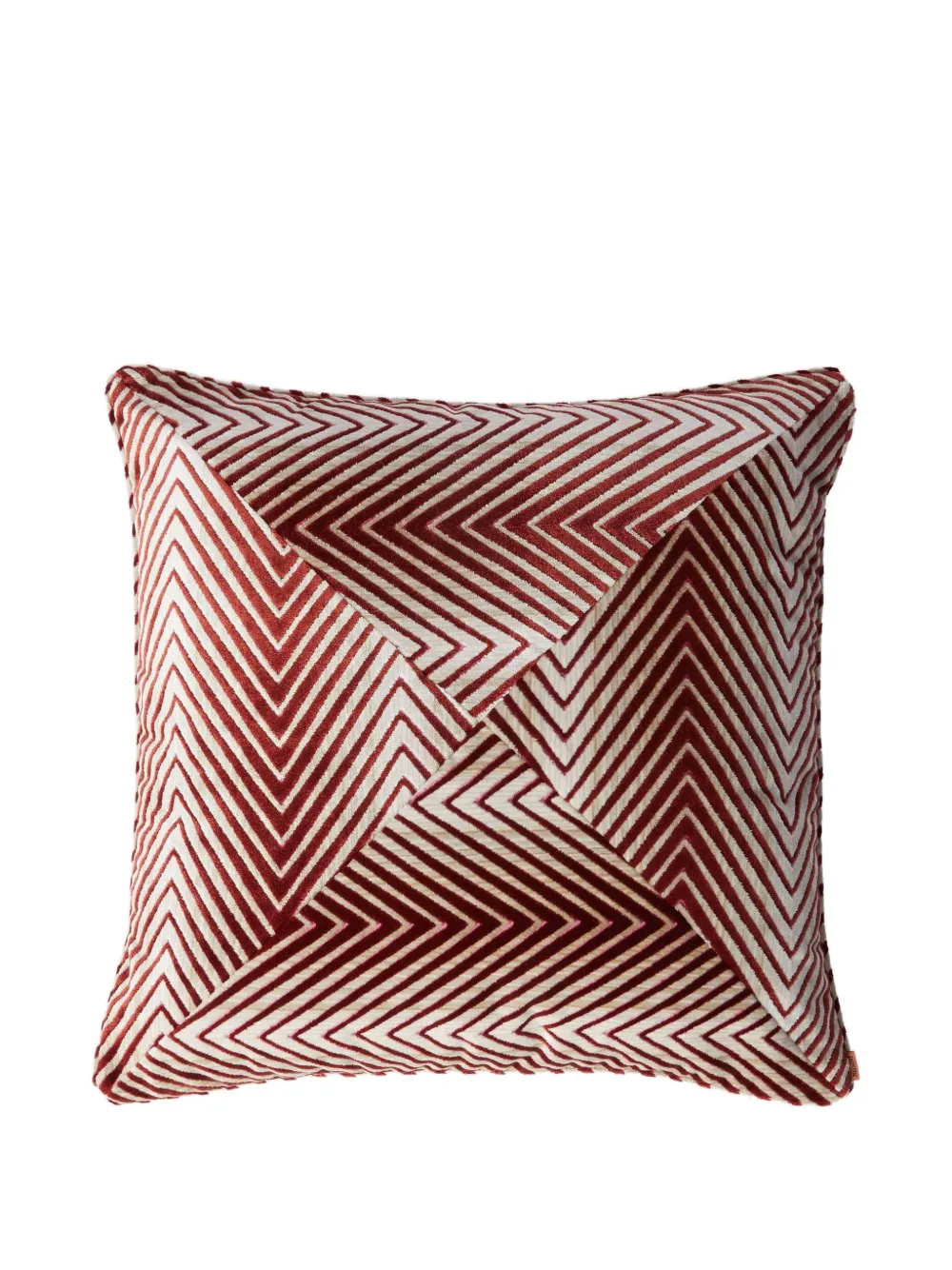 Missoni Chevron-pattern Velvet Cushion (60cm X 60cm) In Red