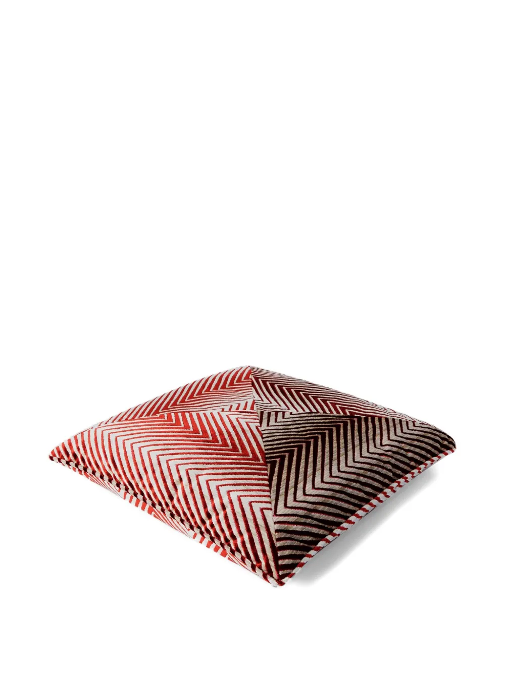 Missoni Chevron-pattern Velvet Cushion (60cm X 60cm) In Red