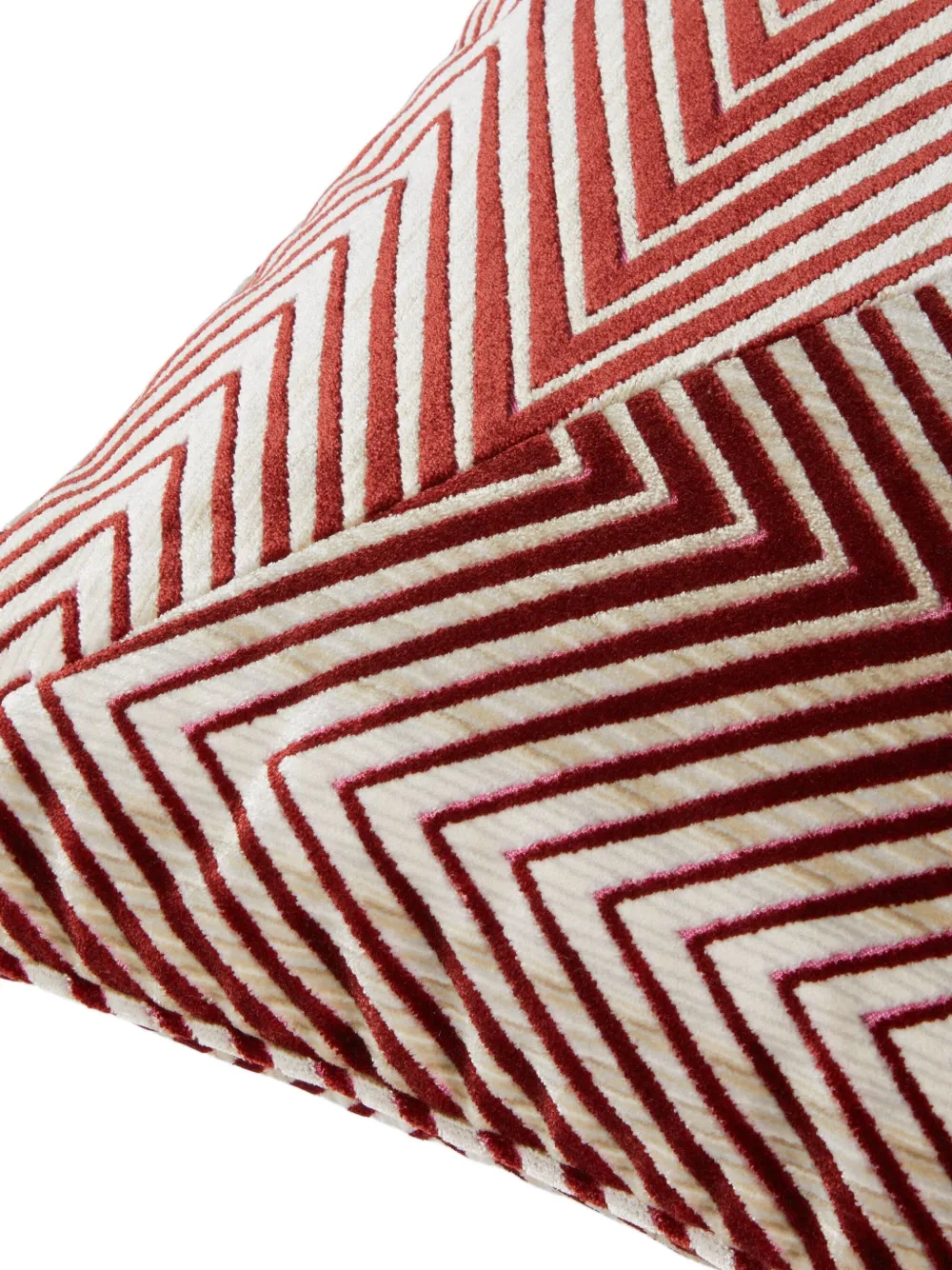 Missoni Chevron-pattern Velvet Cushion (60cm X 60cm) In Red