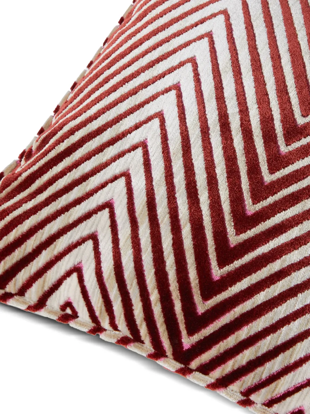 Missoni Chevron Velvet Cushion (40cm X 40cm) In Red