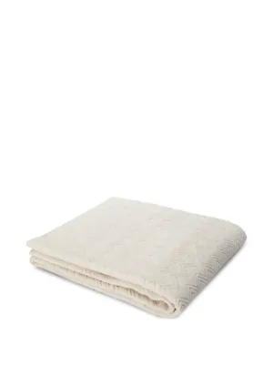 Off-White logo-intarsia Fringed Blanket | Neutrals | FARFETCH