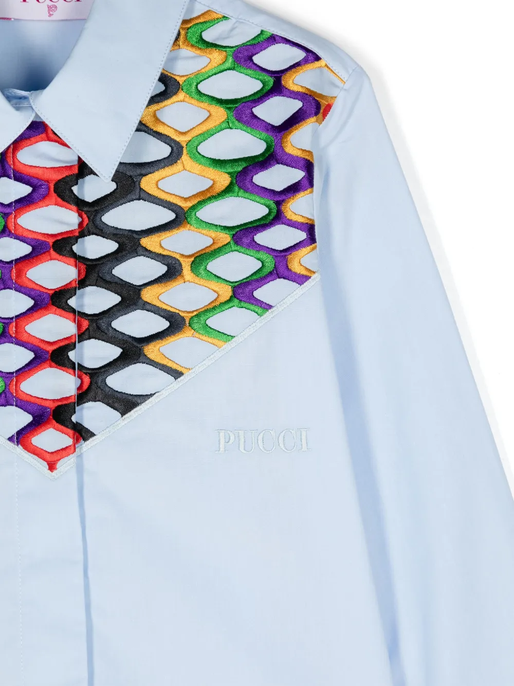 PUCCI JUNIOR EMBROIDERED-PATTERN COTTON SHIRT