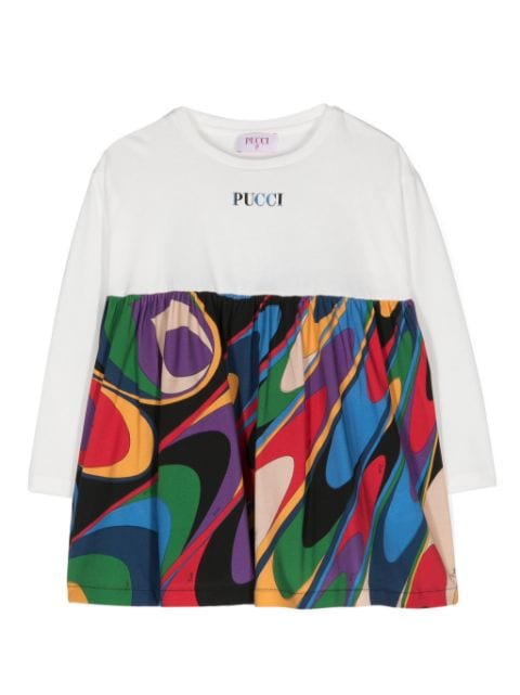 PUCCI Junior Vestido de algodão com estampa Iride