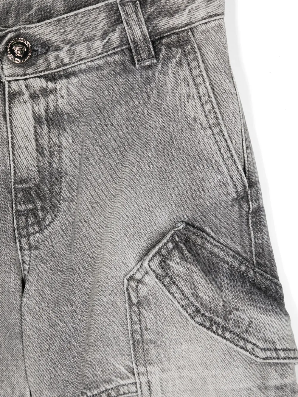 Versace Kids Straight cargo jeans met vlakken Grijs