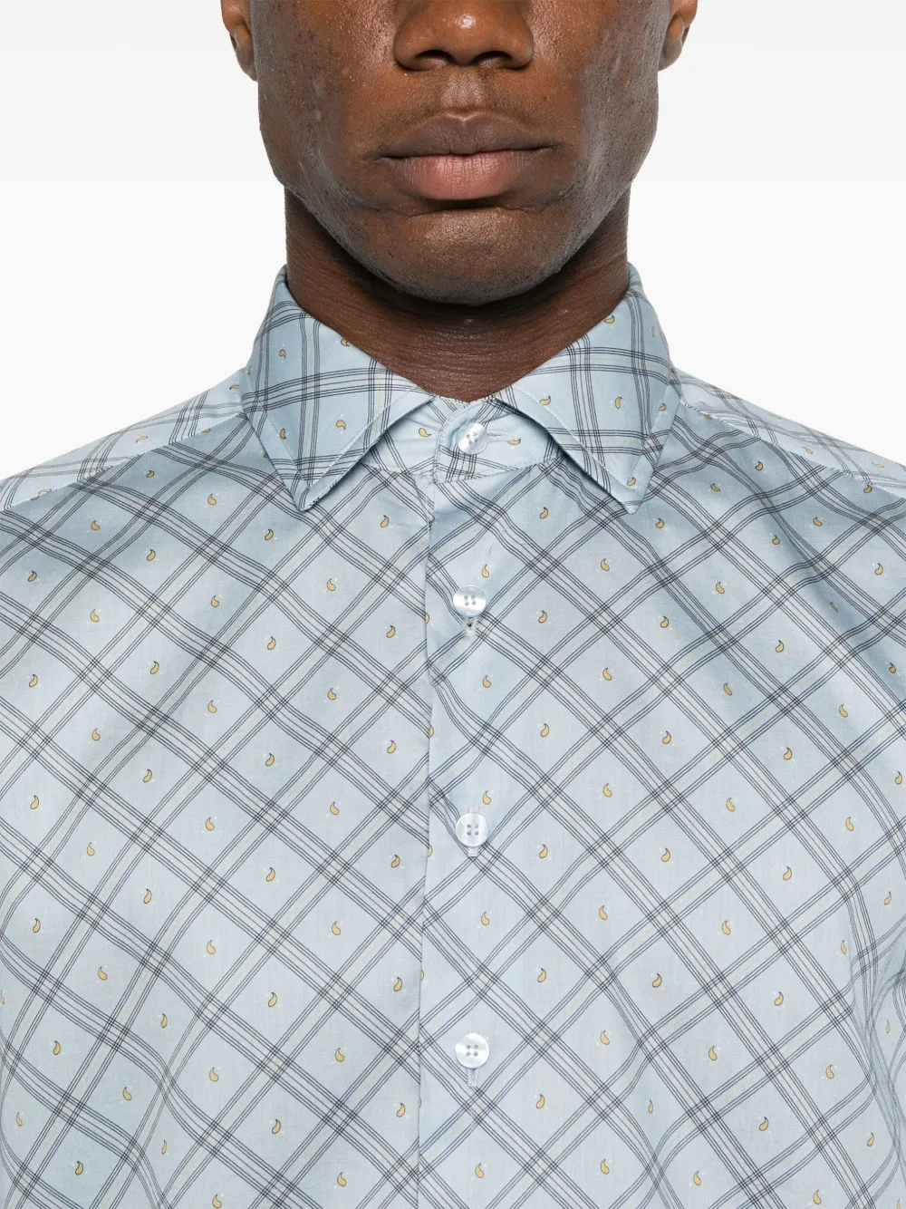 ETRO Geruit overhemd met paisley-print Blauw