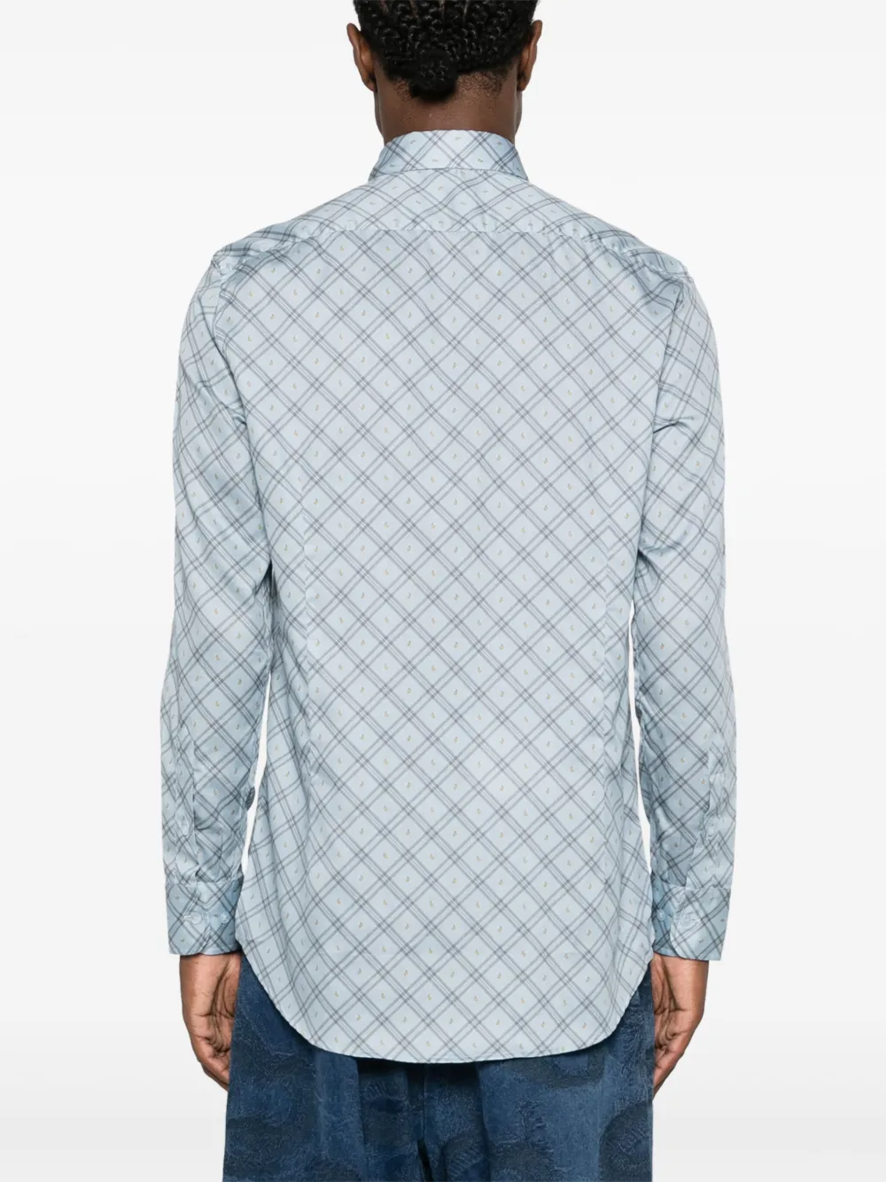 ETRO Geruit overhemd met paisley-print Blauw