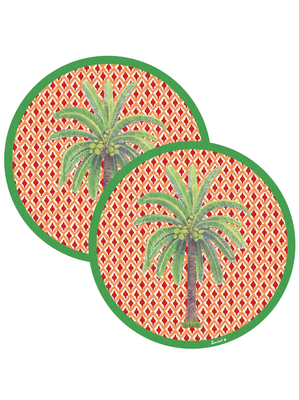 Lisa Corti Masonite Hima Palma Circular Place Mats (set Of Two) In Rot