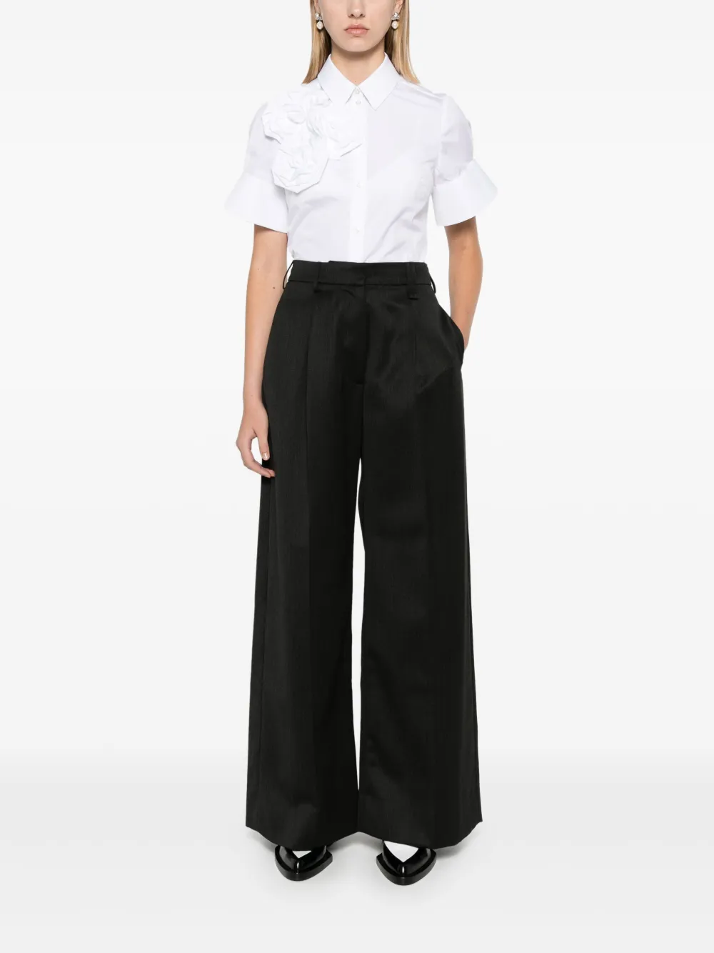 Simone Rocha Broek met geplooid detail - Grijs