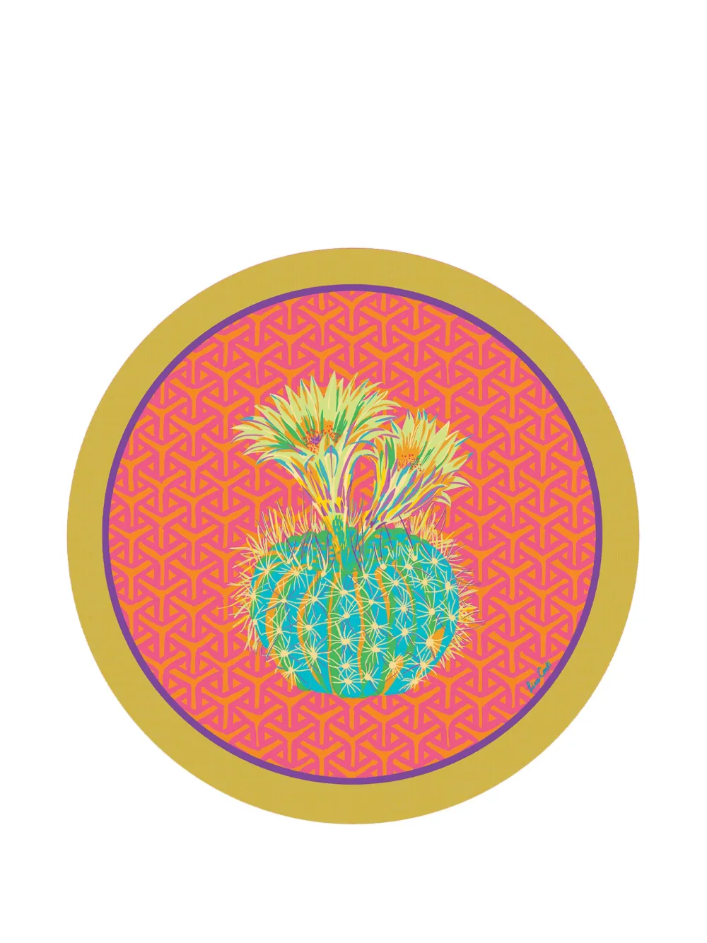 Lisa Corti Masonite Cactus circular place mats (set of two) - Roze